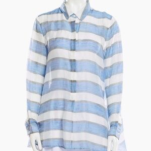 Lafayette Linen and Silk Button-Down Blouse.